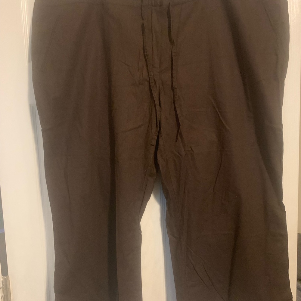 H&M BB Size 26W Brown Cropped  Cotton Pants With Drawstring Waist